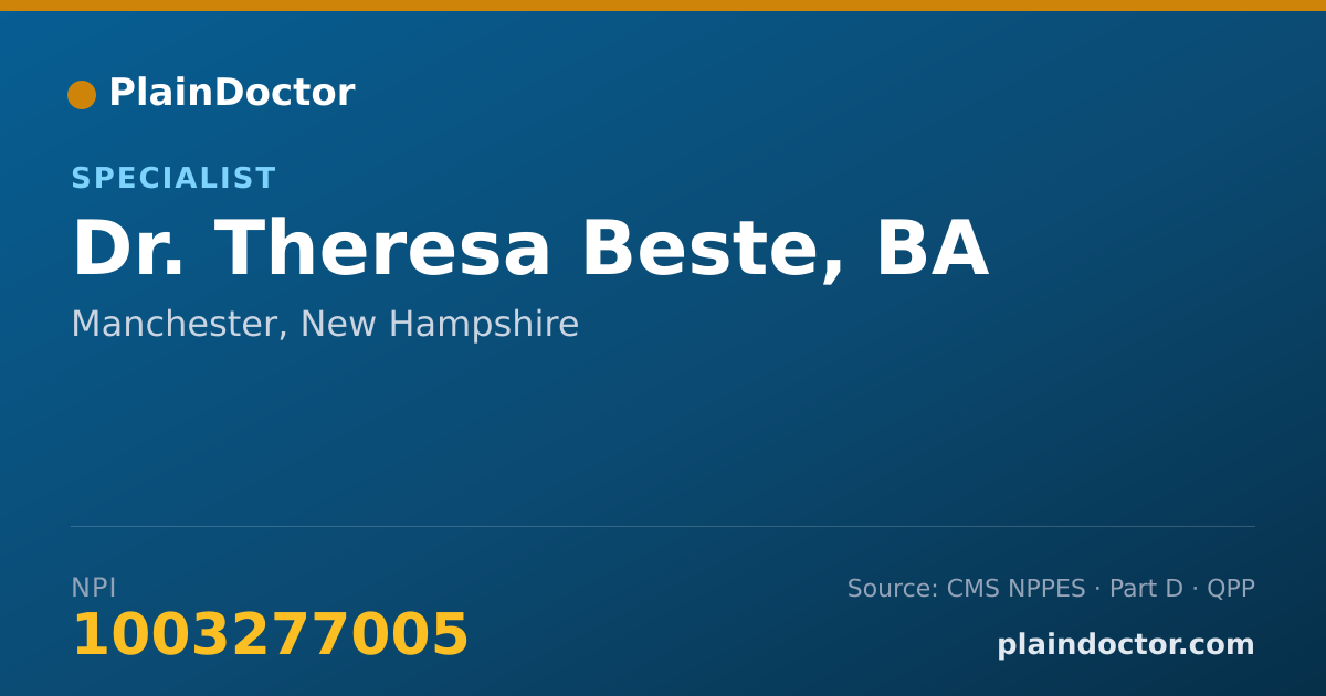 Shareable card for Theresa Beste, BA - Specialist, Manchester, NH