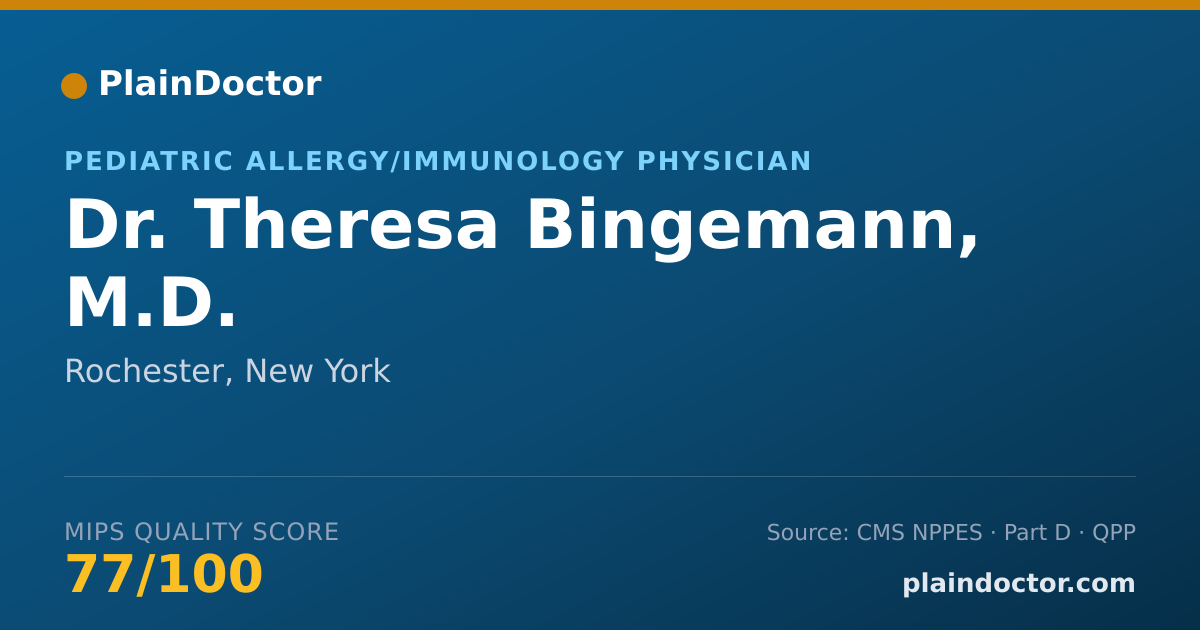 Shareable card for Theresa Bingemann, M.D. - Pediatric Allergy/Immunology Physician, Rochester, NY