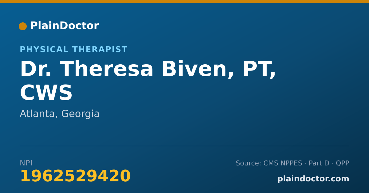 Shareable card for Theresa Biven, PT, CWS - Physical Therapist, Atlanta, GA