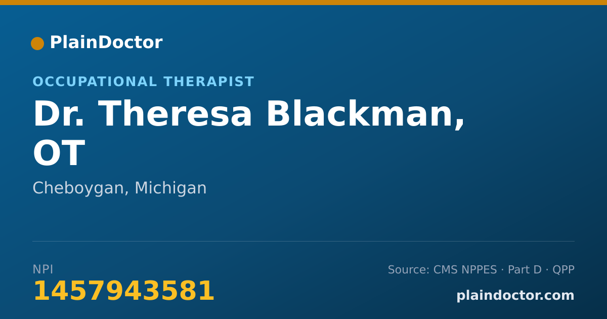 Shareable card for Theresa Blackman, OT - Occupational Therapist, Cheboygan, MI