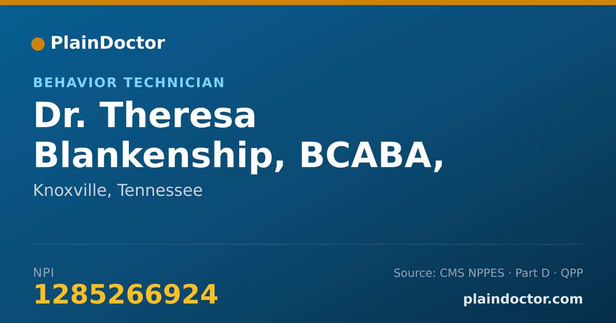 Shareable card for Theresa Blankenship, BCABA, LABA - Behavior Technician, Knoxville, TN