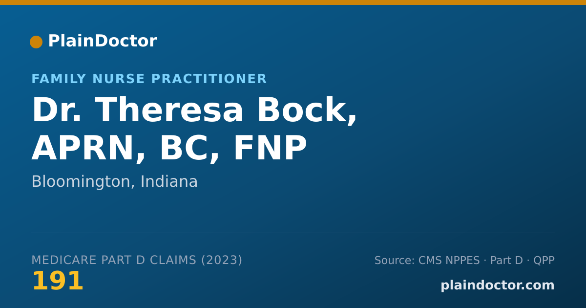 Shareable card for Theresa Bock, APRN, BC, FNP - Family Nurse Practitioner, Bloomington, IN