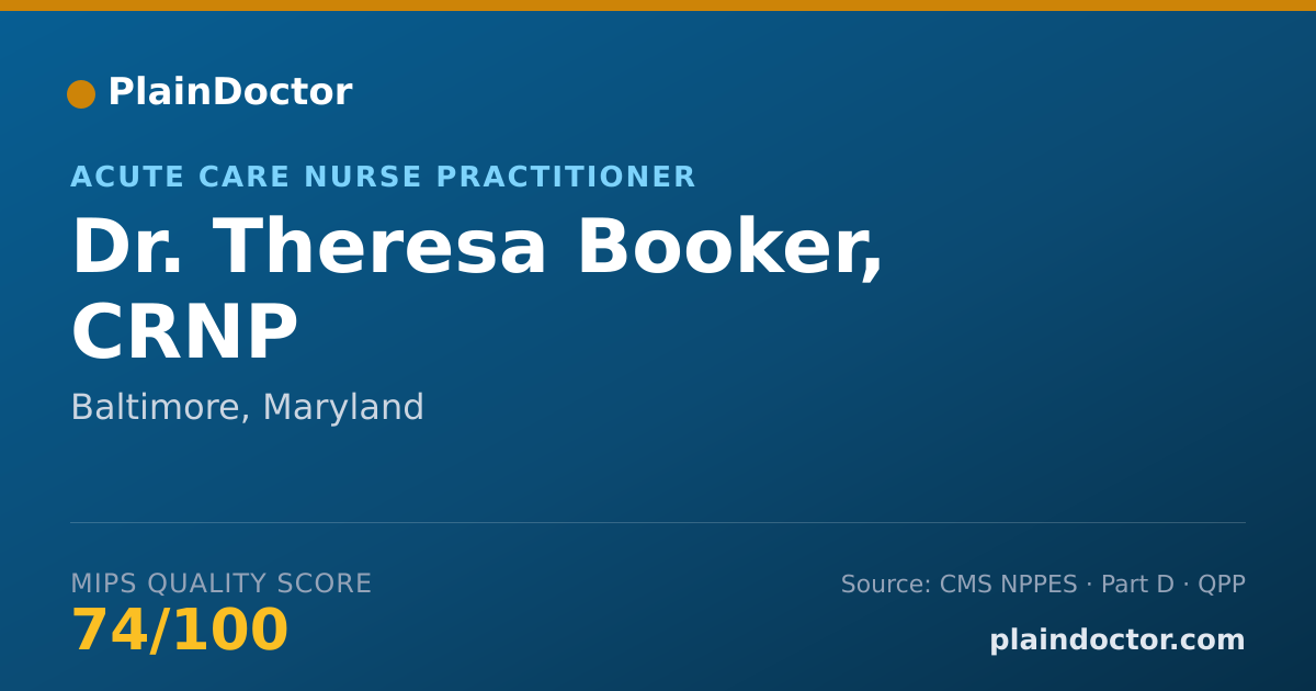 Shareable card for Theresa Booker, CRNP - Acute Care Nurse Practitioner, Baltimore, MD