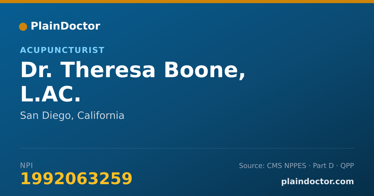 Shareable card for Theresa Boone, L.AC. - Acupuncturist, San Diego, CA