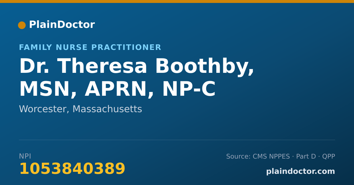 Shareable card for Theresa Boothby, MSN, APRN, NP-C - Family Nurse Practitioner, Worcester, MA