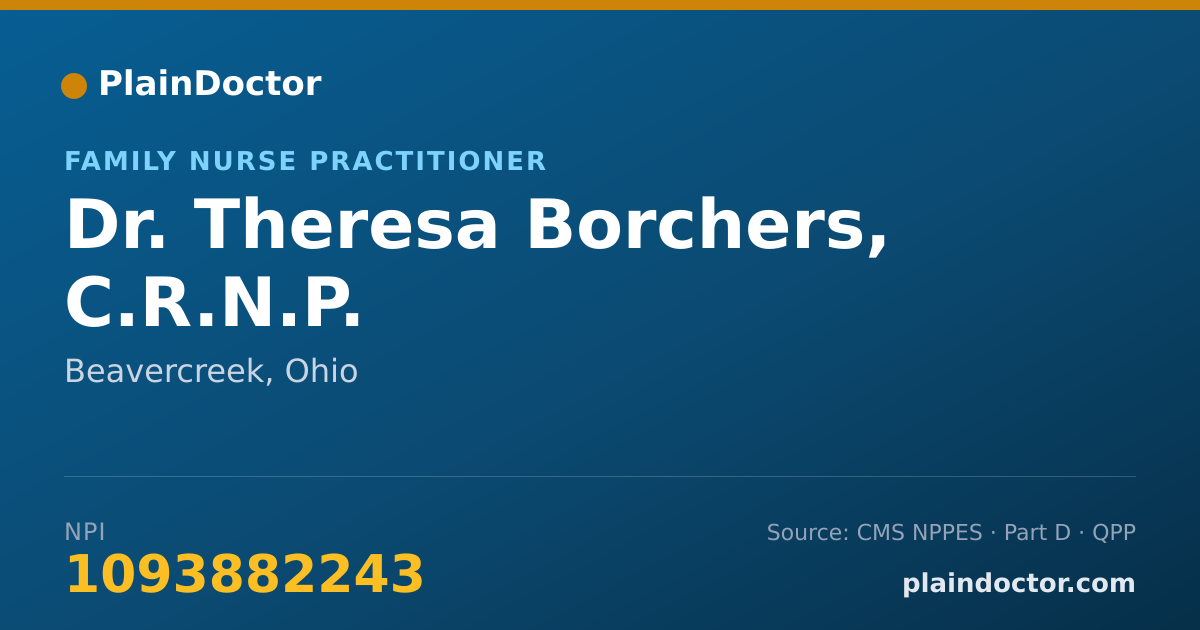 Shareable card for Theresa Borchers, C.R.N.P. - Family Nurse Practitioner, Beavercreek, OH