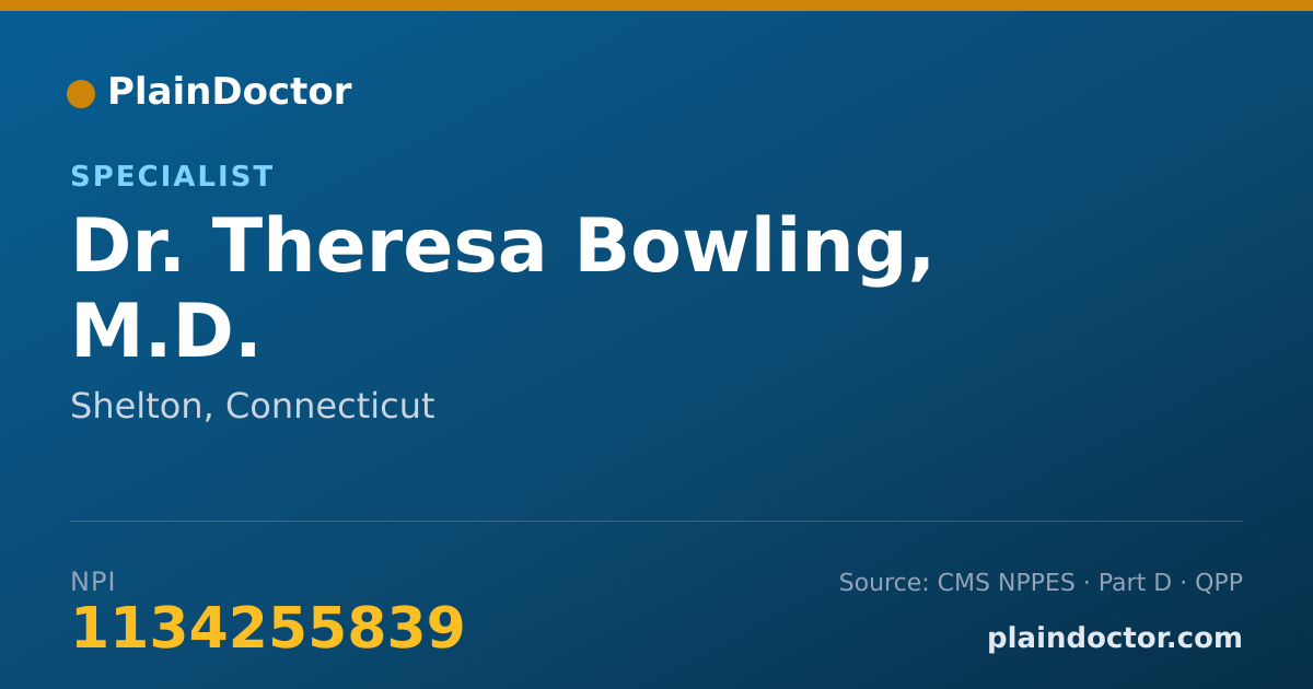 Shareable card for Theresa Bowling, M.D. - Specialist, Shelton, CT