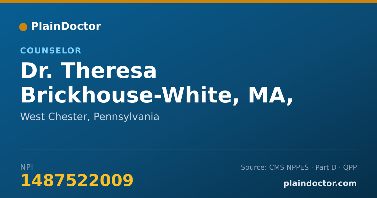 Shareable card for Theresa Brickhouse-White, MA, LPC, NCC - Counselor, West Chester, PA