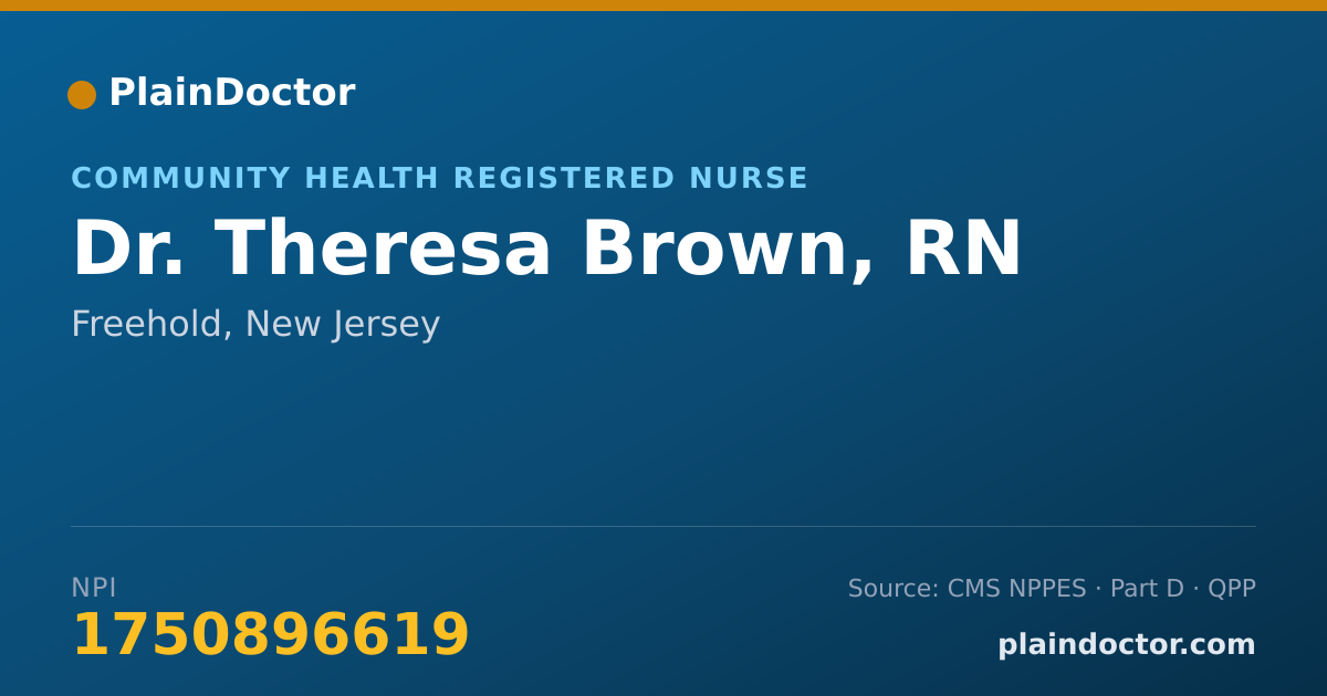 Shareable card for Theresa Brown, RN - Community Health Registered Nurse, Freehold, NJ
