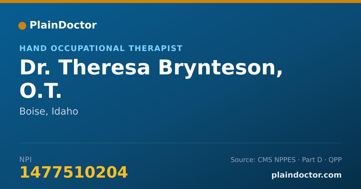 Shareable card for Theresa Brynteson, O.T. - Hand Occupational Therapist, Boise, ID