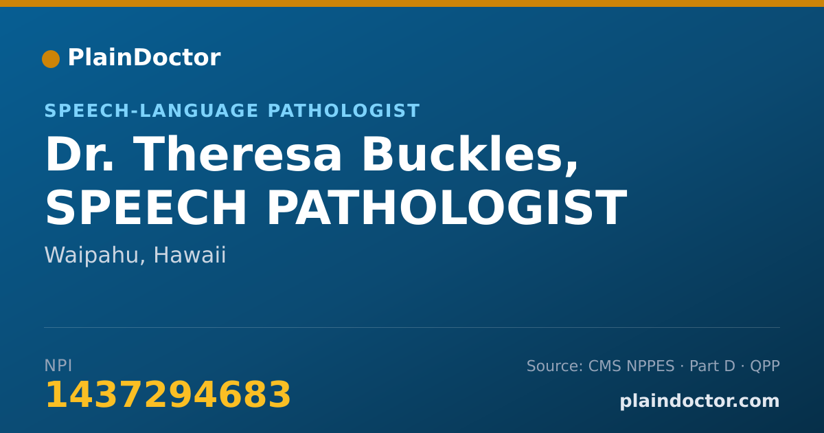 Shareable card for Theresa Buckles, SPEECH PATHOLOGIST - Speech-Language Pathologist, Waipahu, HI