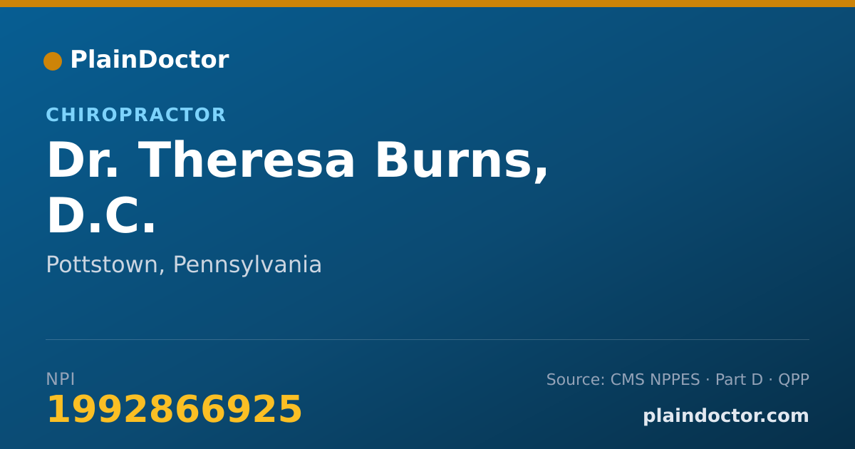Shareable card for Theresa Burns, D.C. - Chiropractor, Pottstown, PA