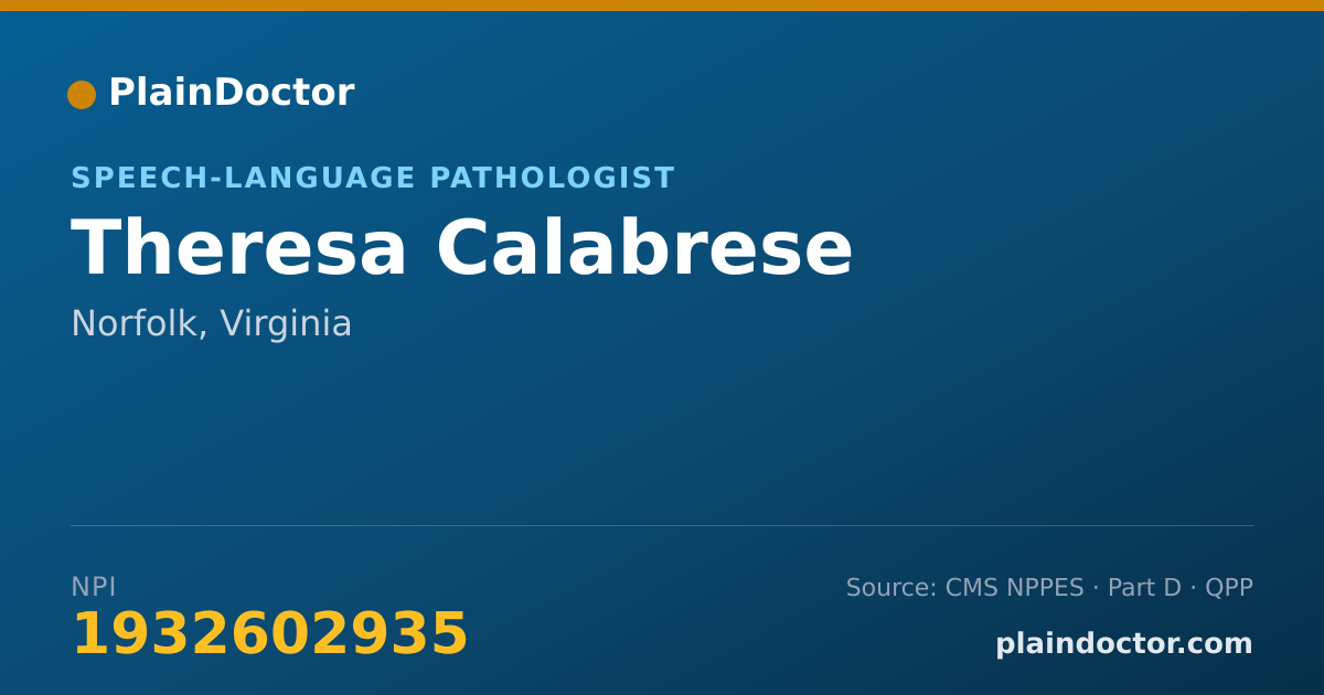 Shareable card for Theresa Calabrese - Speech-Language Pathologist, Norfolk, VA