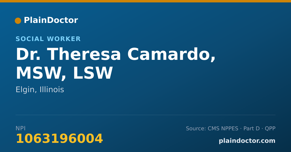 Shareable card for Theresa Camardo, MSW, LSW - Social Worker, Elgin, IL