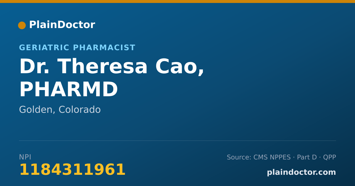 Shareable card for Theresa Cao, PHARMD - Geriatric Pharmacist, Golden, CO