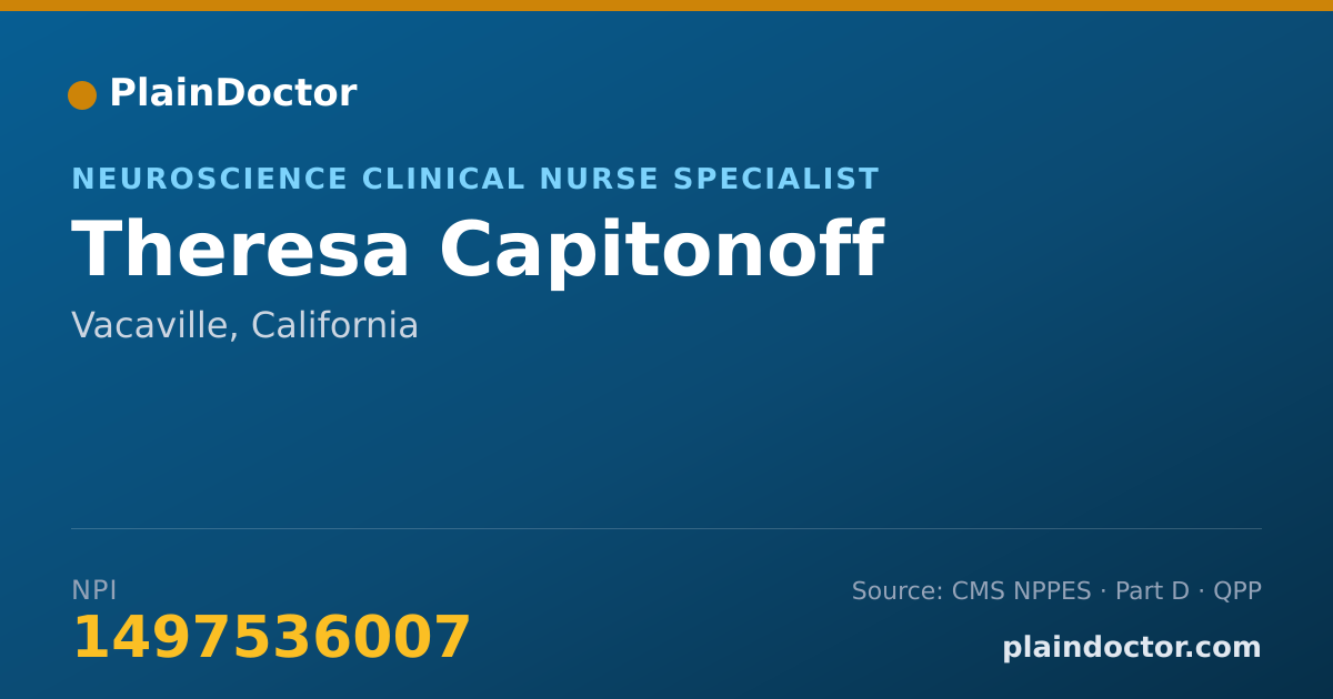 Shareable card for Theresa Capitonoff - Neuroscience Clinical Nurse Specialist, Vacaville, CA