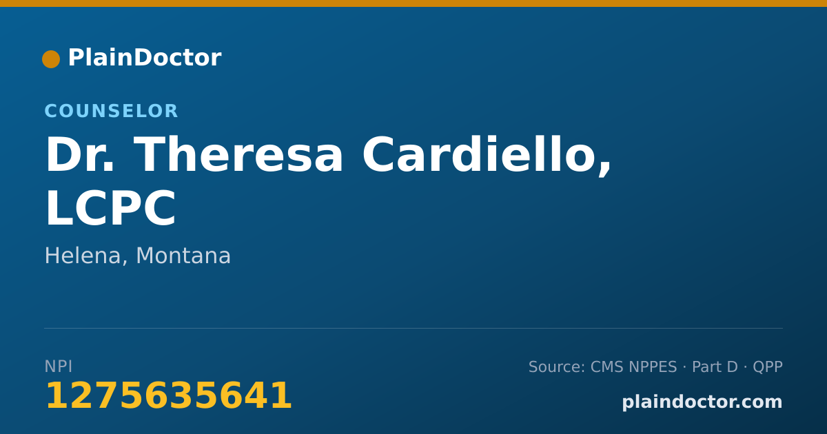 Shareable card for Theresa Cardiello, LCPC - Counselor, Helena, MT