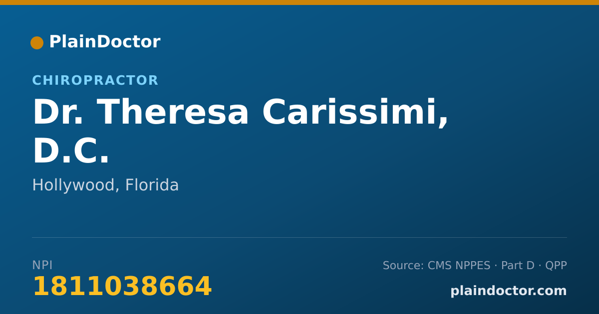 Shareable card for Theresa Carissimi, D.C. - Chiropractor, Hollywood, FL