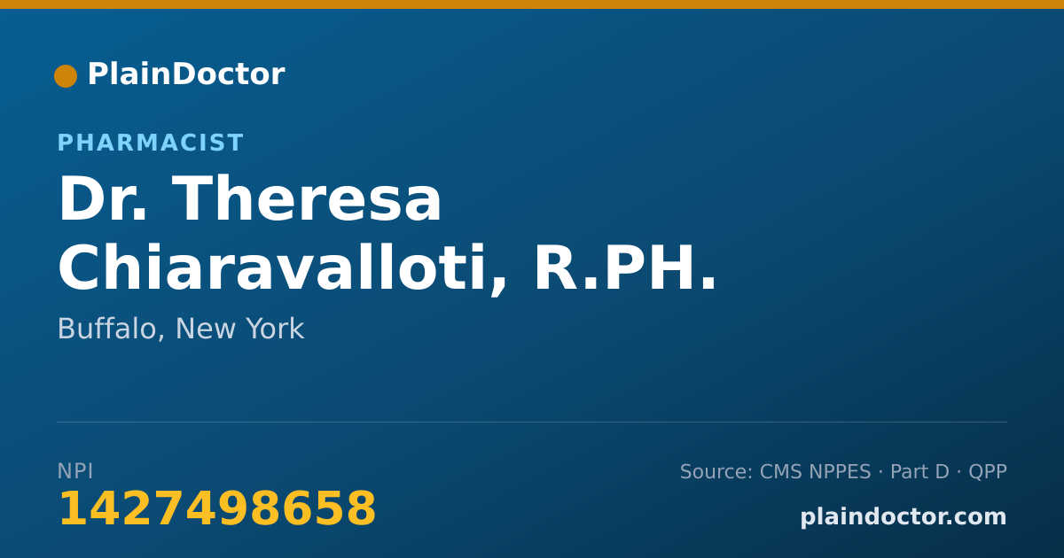 Shareable card for Theresa Chiaravalloti, R.PH. - Pharmacist, Buffalo, NY