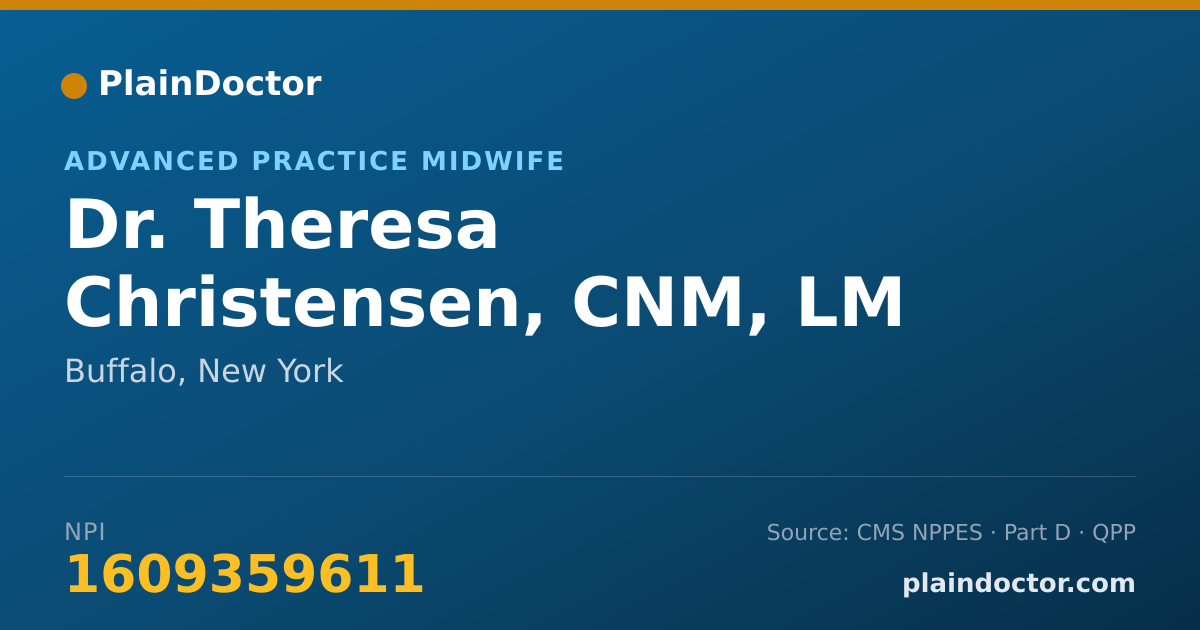 Shareable card for Theresa Christensen, CNM, LM - Advanced Practice Midwife, Buffalo, NY