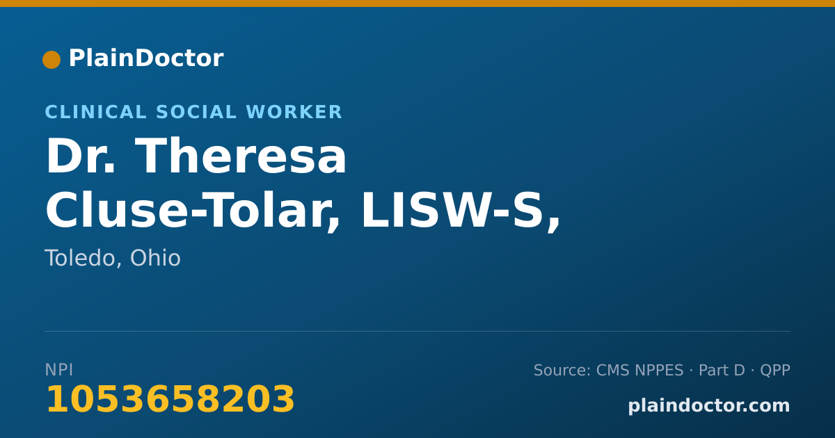 Shareable card for Theresa Cluse-Tolar, LISW-S, PH.D. - Clinical Social Worker, Toledo, OH