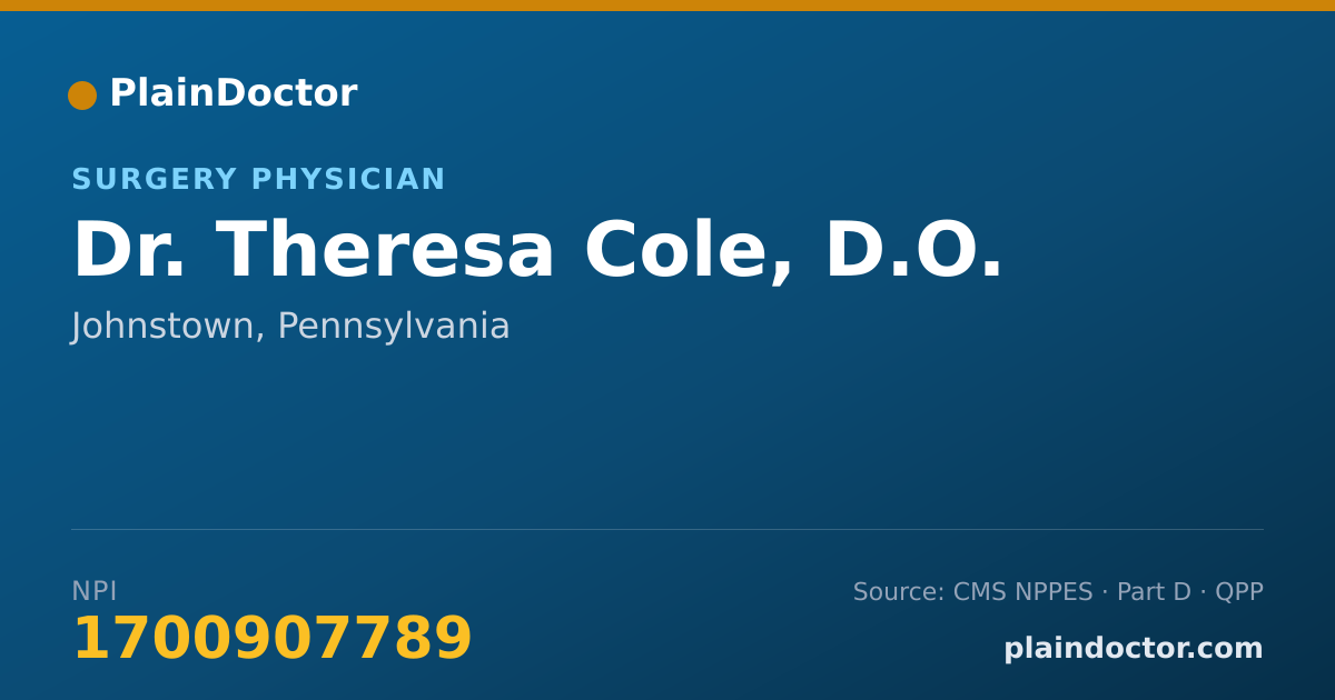 Shareable card for Theresa Cole, D.O. - Surgery Physician, Johnstown, PA