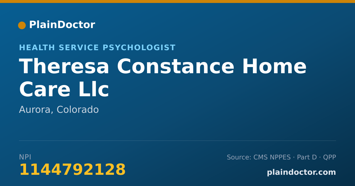 Shareable card for Theresa Constance Home Care Llc - Health Service Psychologist, Aurora, CO