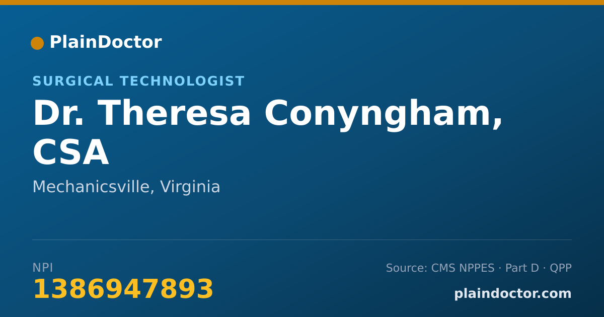 Shareable card for Theresa Conyngham, CSA - Surgical Technologist, Mechanicsville, VA