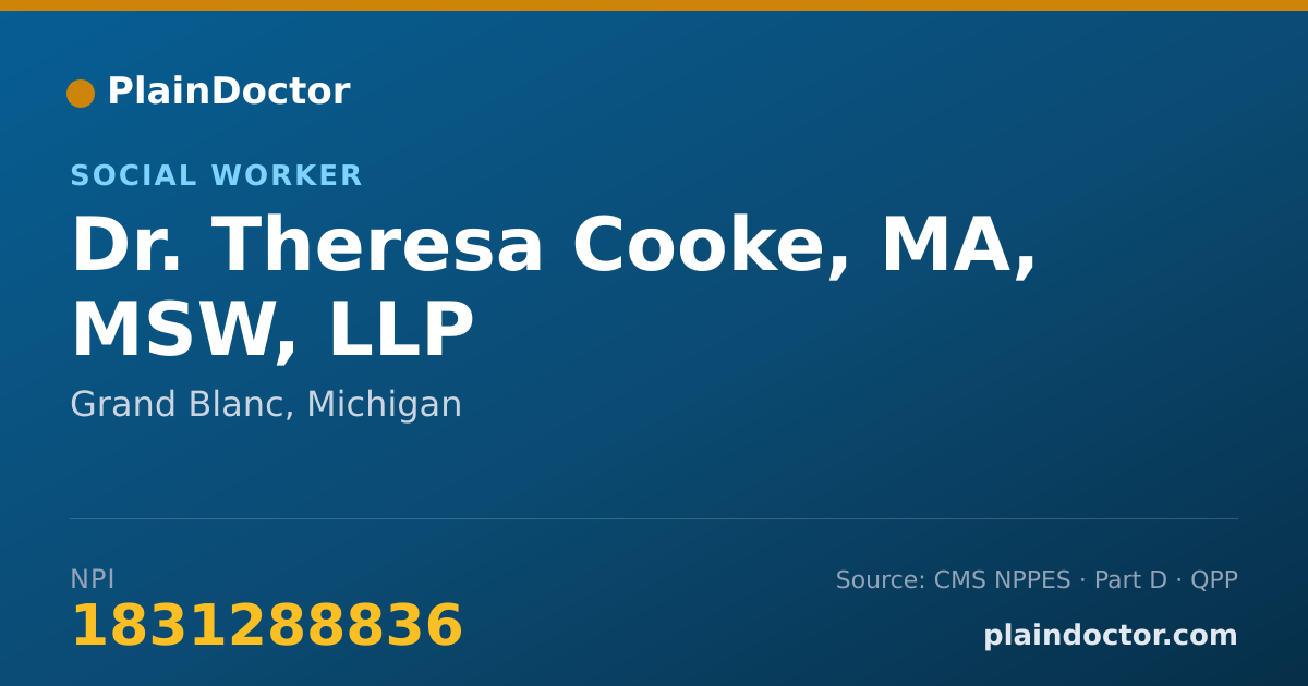 Shareable card for Theresa Cooke, MA, MSW, LLP - Social Worker, Grand Blanc, MI