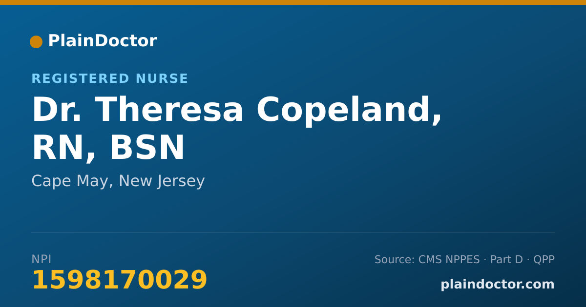 Shareable card for Theresa Copeland, RN, BSN - Registered Nurse, Cape May, NJ