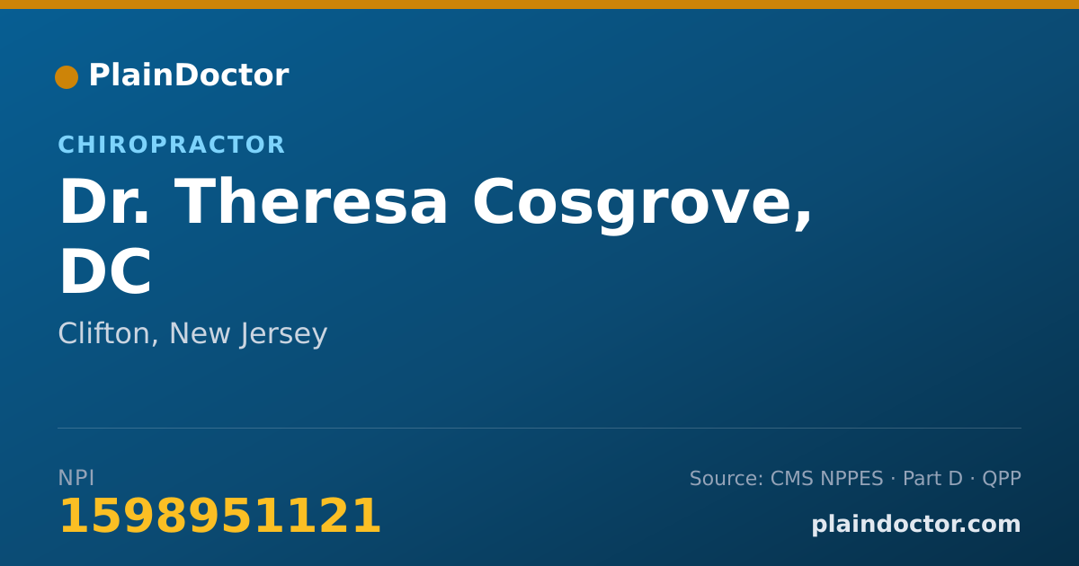 Shareable card for Theresa Cosgrove, DC - Chiropractor, Clifton, NJ