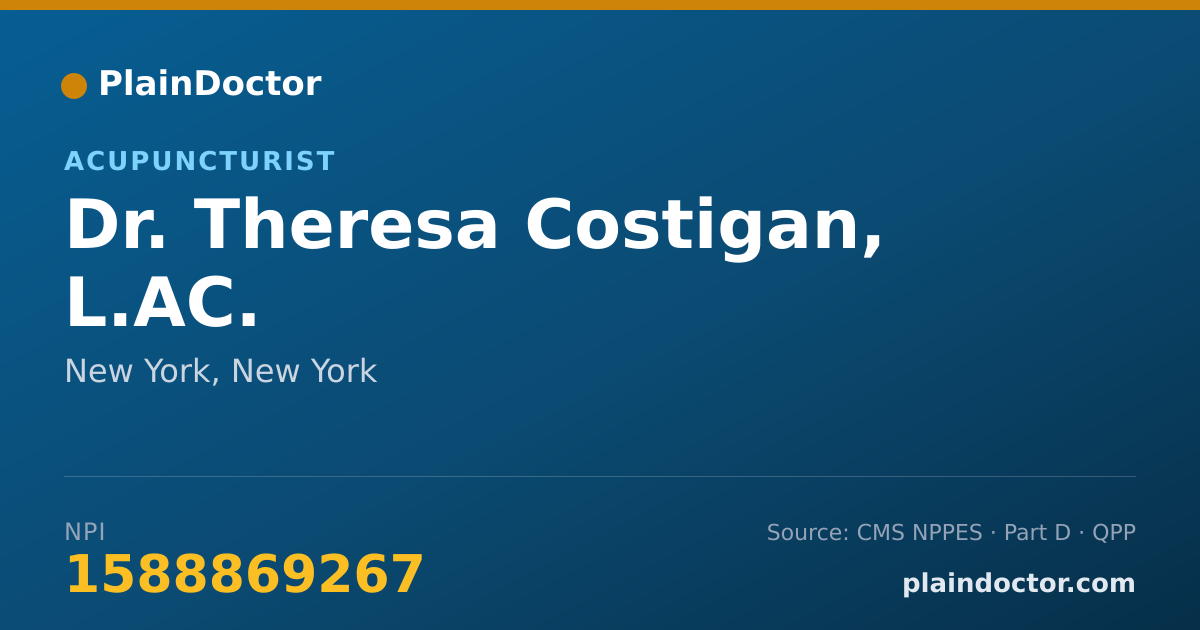 Shareable card for Theresa Costigan, L.AC. - Acupuncturist, New York, NY