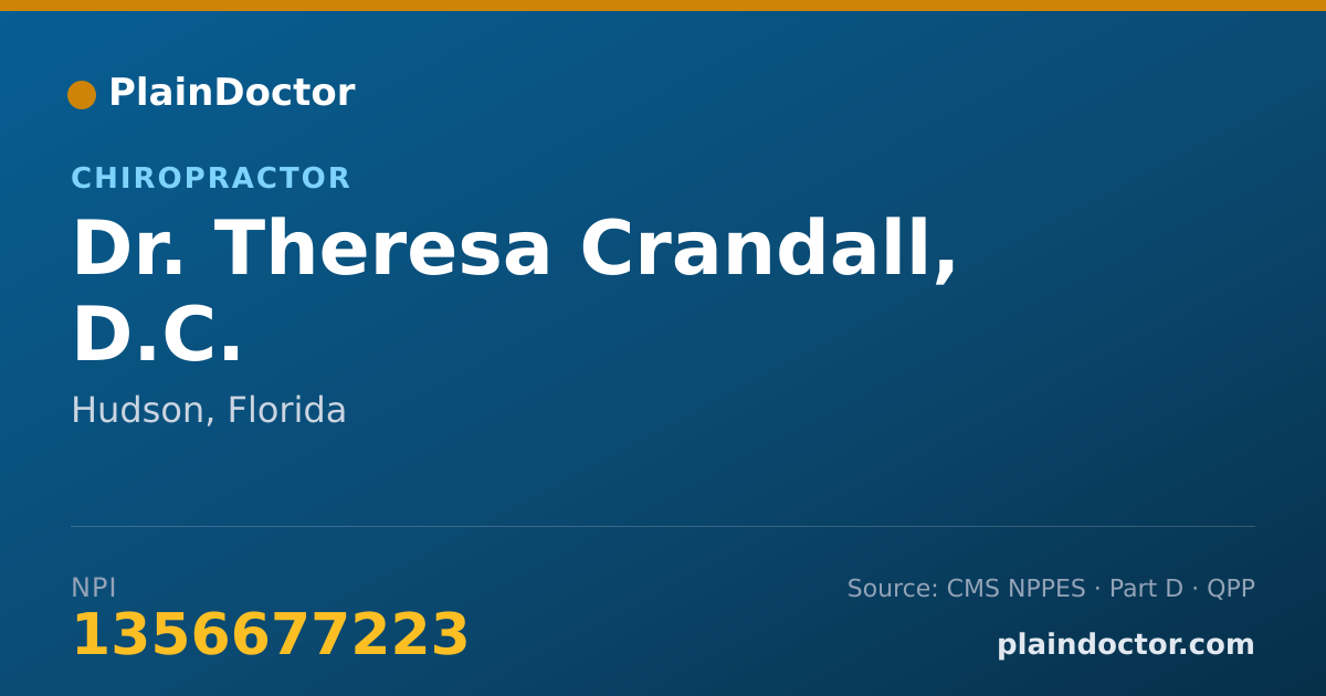 Shareable card for Theresa Crandall, D.C. - Chiropractor, Hudson, FL
