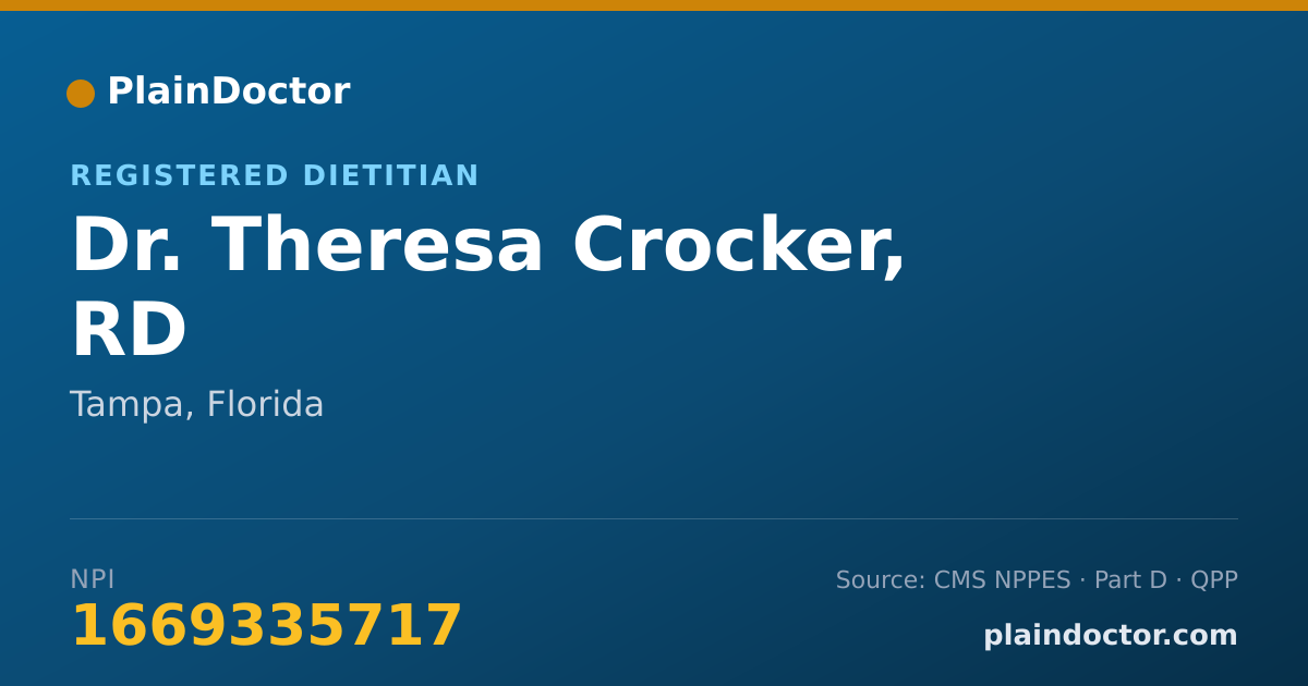Shareable card for Theresa Crocker, RD - Registered Dietitian, Tampa, FL