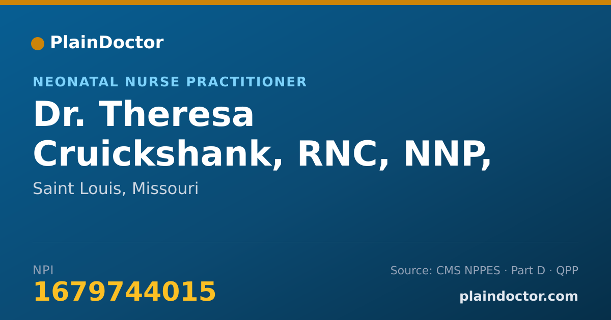 Shareable card for Theresa Cruickshank, RNC, NNP, MSN - Neonatal Nurse Practitioner, Saint Louis, MO