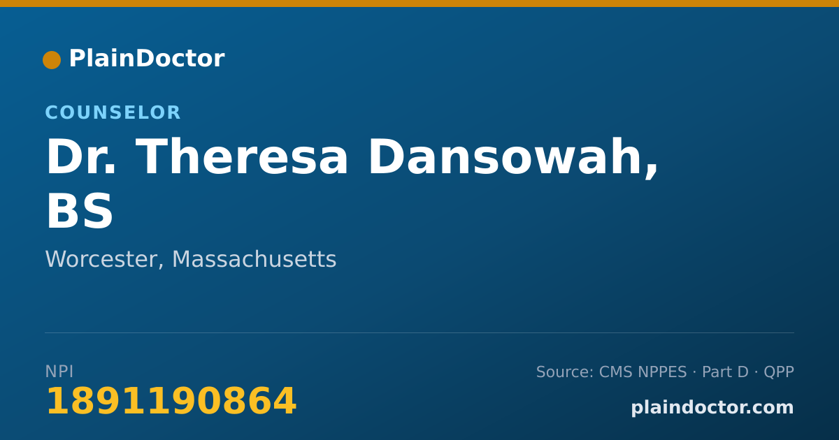 Shareable card for Theresa Dansowah, BS - Counselor, Worcester, MA