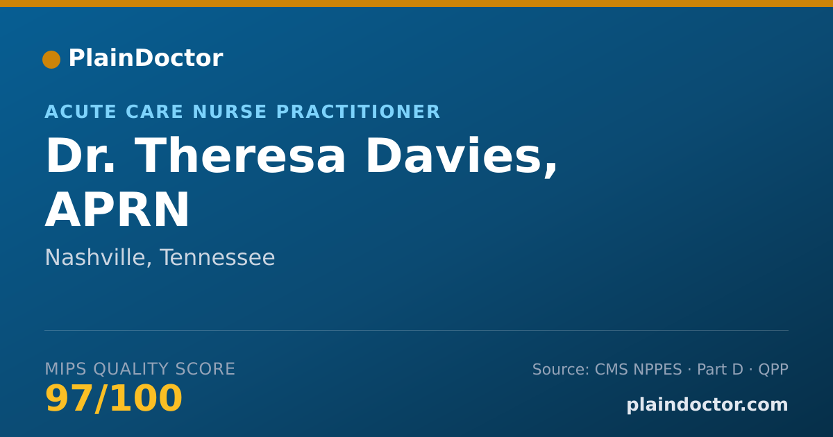 Shareable card for Theresa Davies, APRN - Acute Care Nurse Practitioner, Nashville, TN