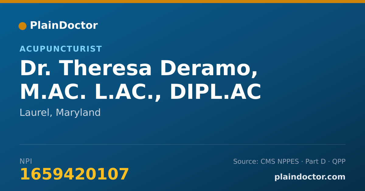 Shareable card for Theresa Deramo, M.AC. L.AC., DIPL.AC - Acupuncturist, Laurel, MD