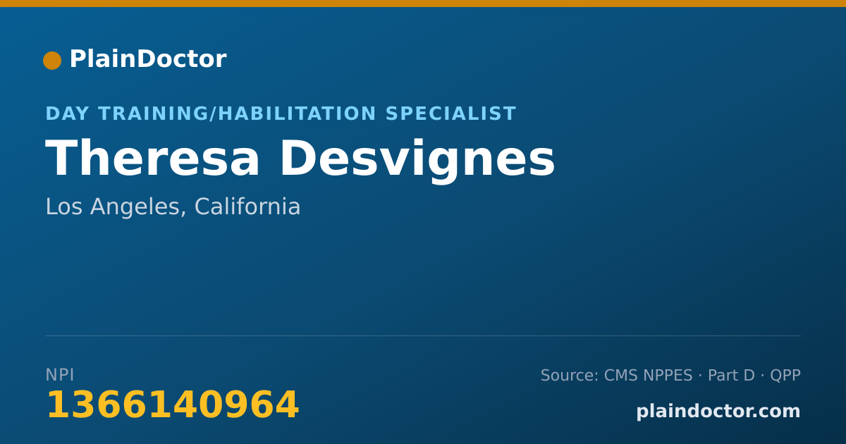 Shareable card for Theresa Desvignes - Day Training/Habilitation Specialist, Los Angeles, CA
