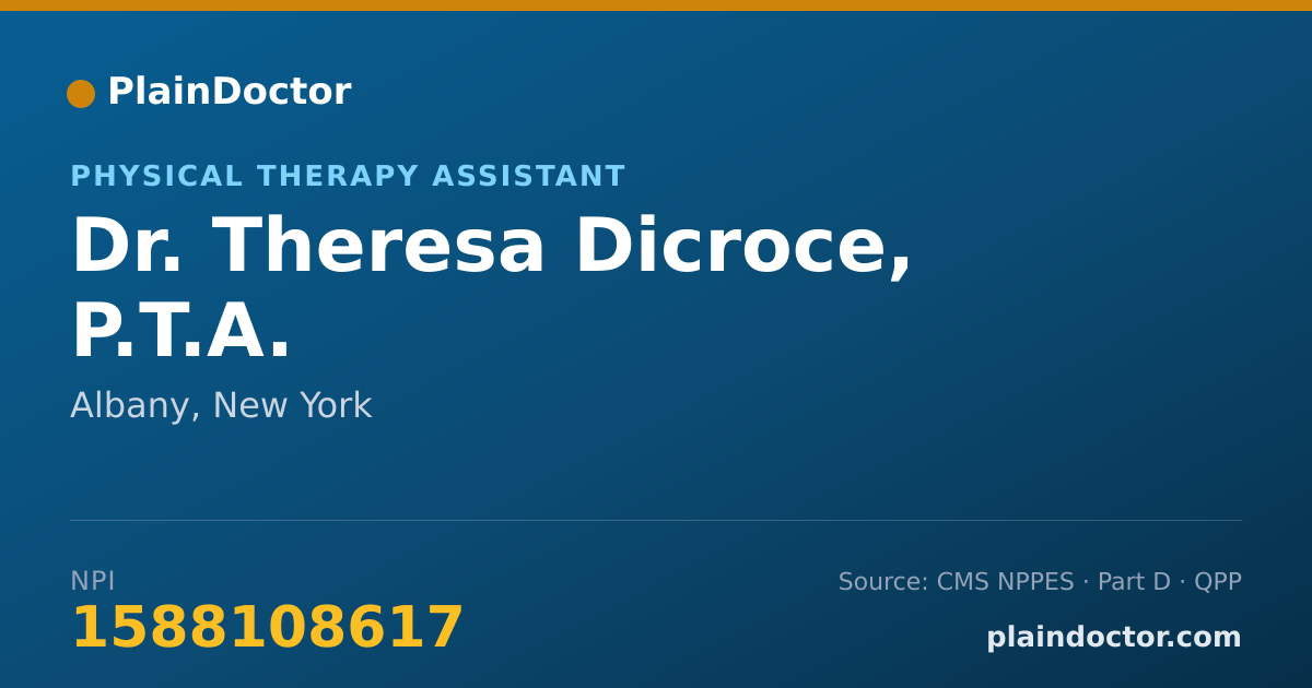 Shareable card for Theresa Dicroce, P.T.A. - Physical Therapy Assistant, Albany, NY