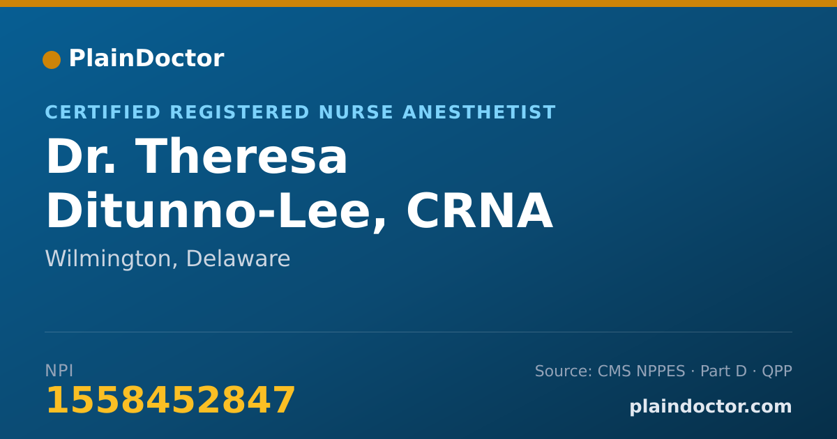 Shareable card for Theresa Ditunno-Lee, CRNA - Certified Registered Nurse Anesthetist, Wilmington, DE