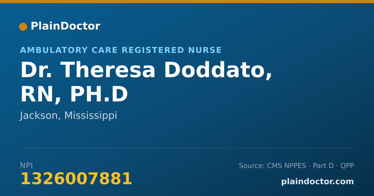 Shareable card for Theresa Doddato, RN, PH.D - Ambulatory Care Registered Nurse, Jackson, MS
