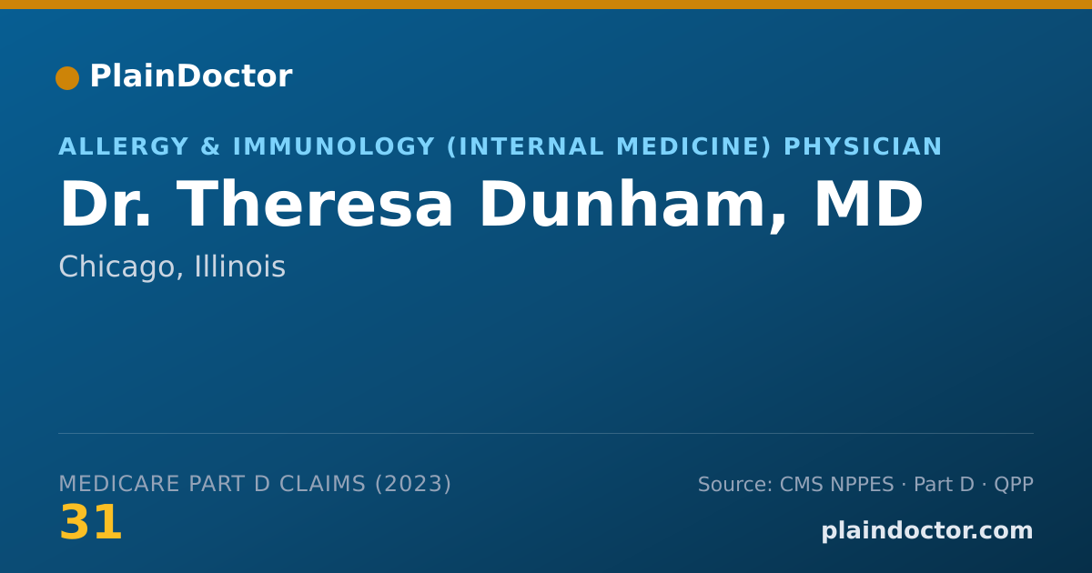 Shareable card for Theresa Dunham, MD - Allergy & Immunology (Internal Medicine) Physician, Chicago, IL
