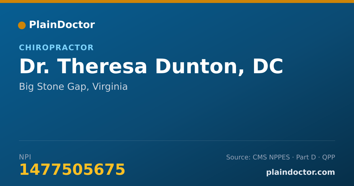 Shareable card for Theresa Dunton, DC - Chiropractor, Big Stone Gap, VA
