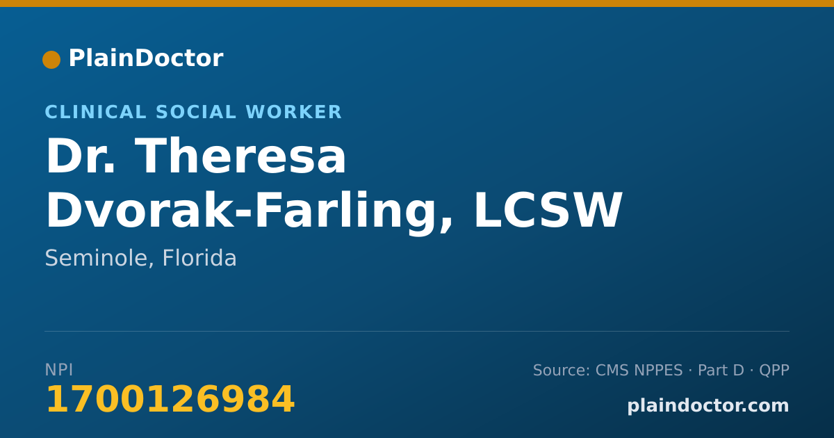 Shareable card for Theresa Dvorak-Farling, LCSW - Clinical Social Worker, Seminole, FL