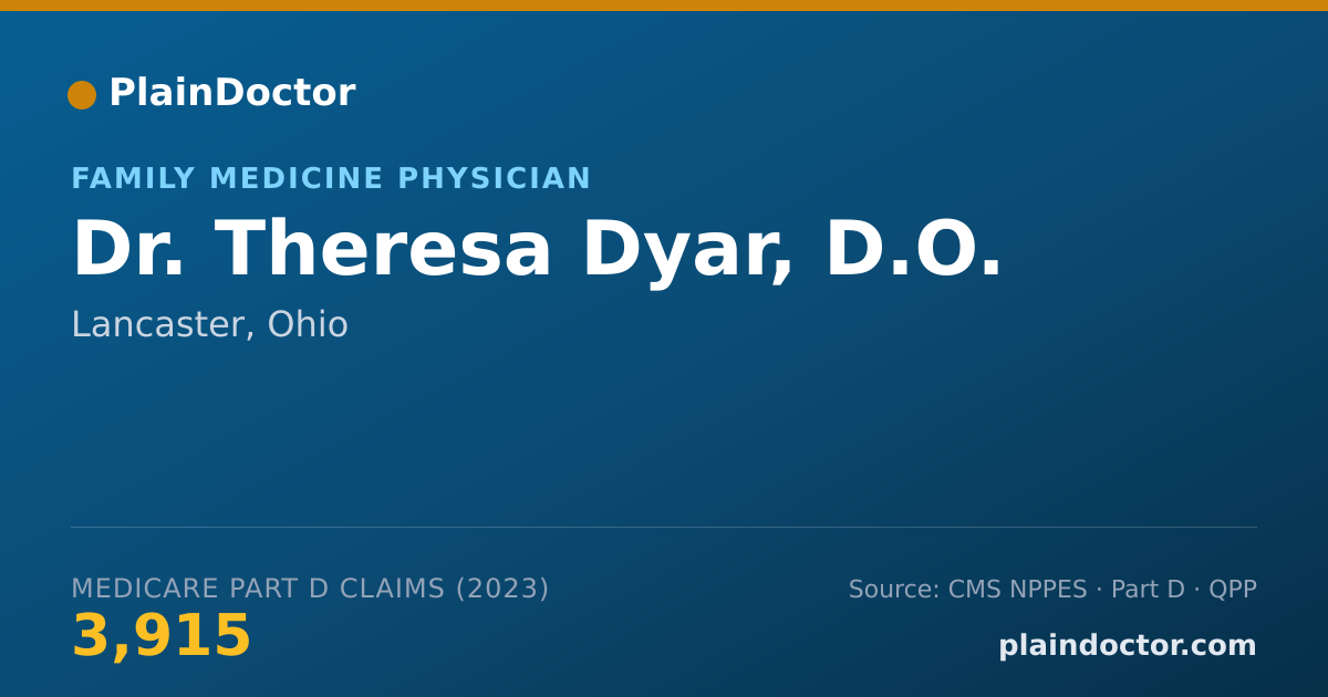 Shareable card for Theresa Dyar, D.O. - Family Medicine Physician, Lancaster, OH