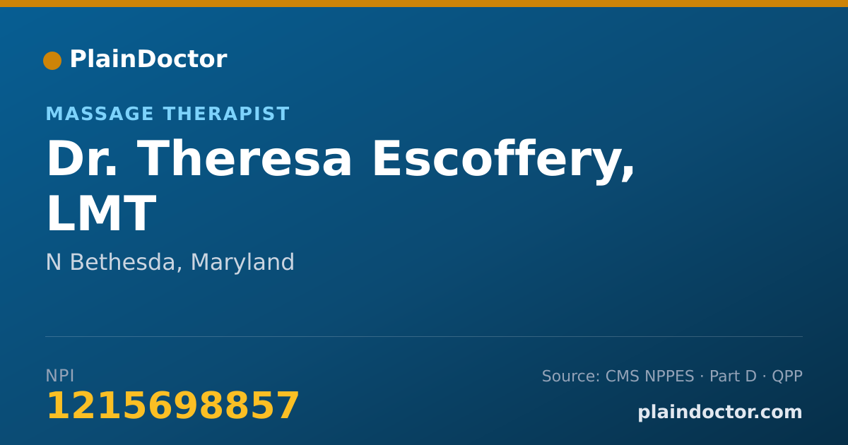 Shareable card for Theresa Escoffery, LMT - Massage Therapist, N Bethesda, MD