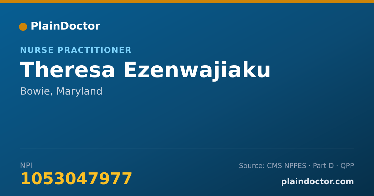 Shareable card for Theresa Ezenwajiaku - Nurse Practitioner, Bowie, MD