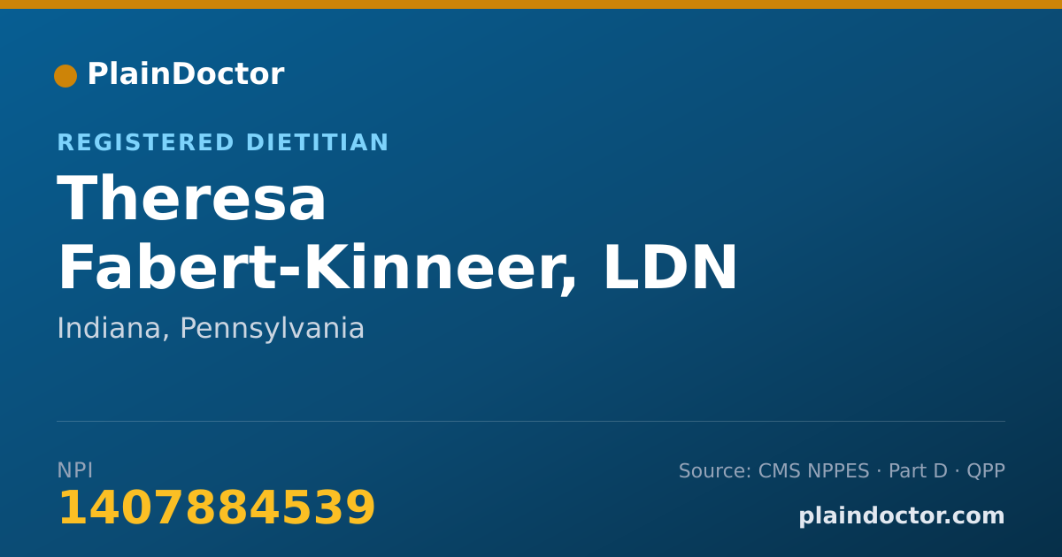 Shareable card for Theresa Fabert-Kinneer, LDN - Registered Dietitian, Indiana, PA