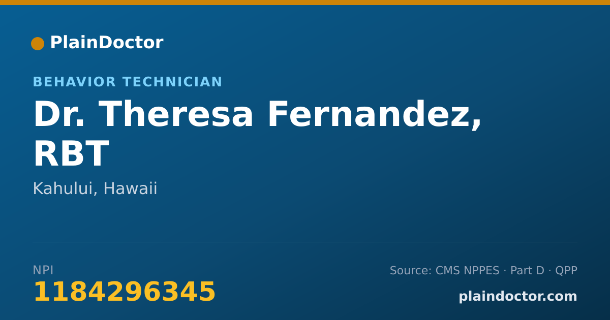 Shareable card for Theresa Fernandez, RBT - Behavior Technician, Kahului, HI